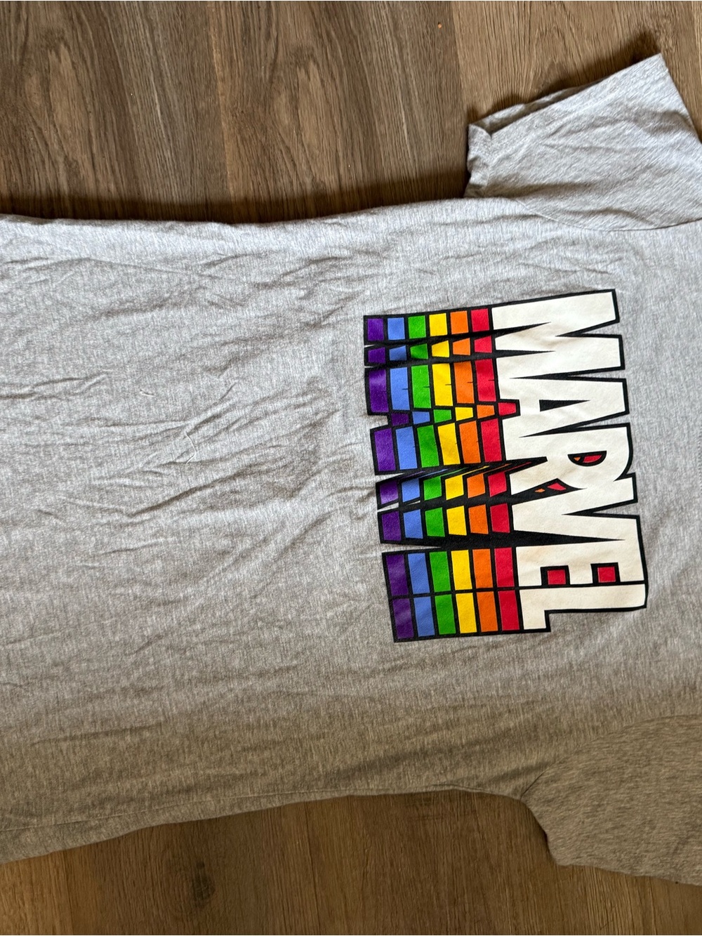 Marvel Gray Tee with Rainbow Logo